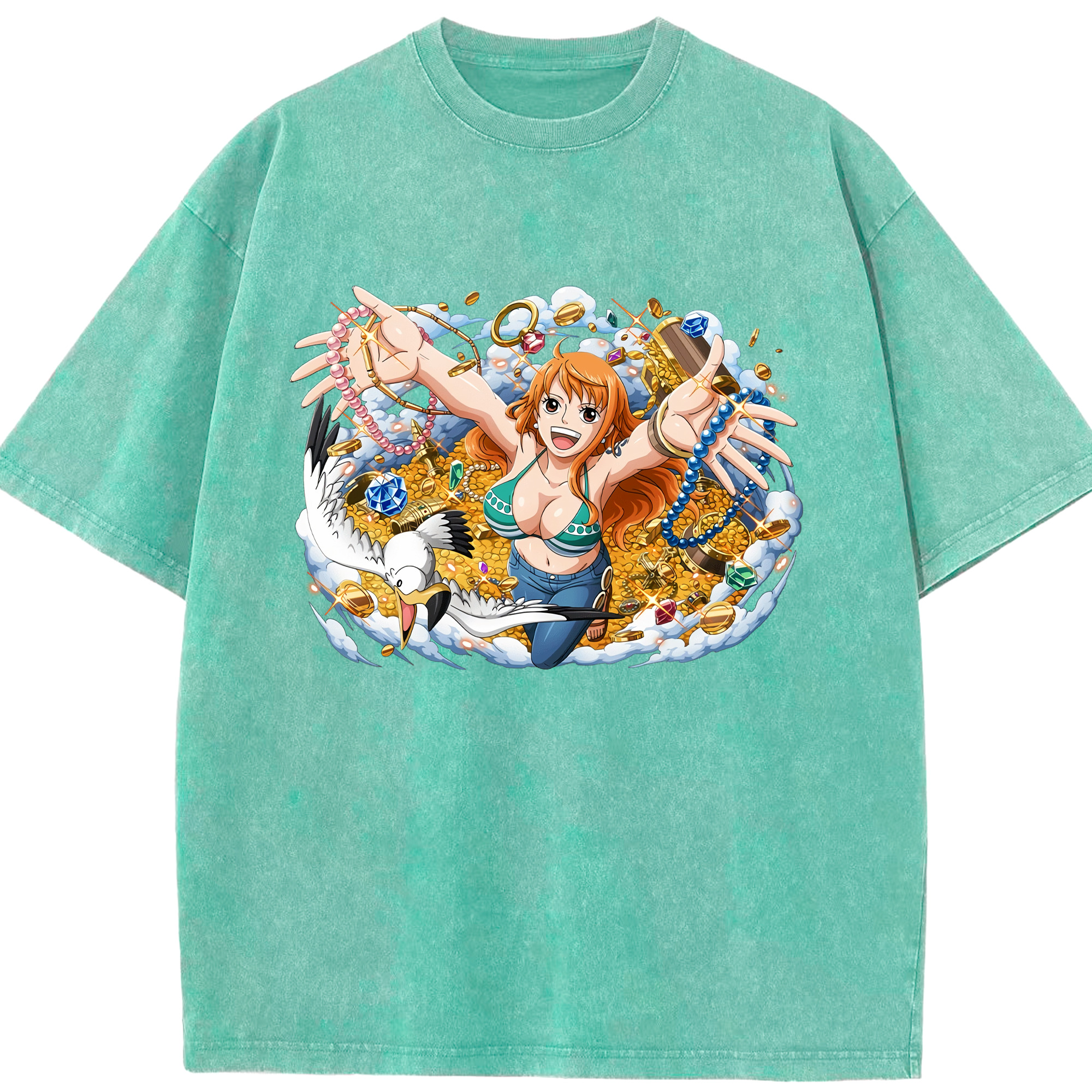ワンピース ナミ ONE PIECE Nami 綿100% ヴィンテージ風 半袖Tシャツ（フロントプリント）